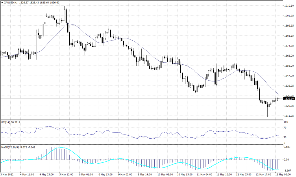 Spot gold graph candle for 13 May 2022