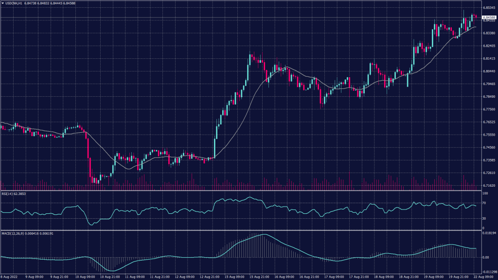 USDCNH chart shows that the pair remains heading upwards after breaking the resistance at 6.8240 on the daily chart