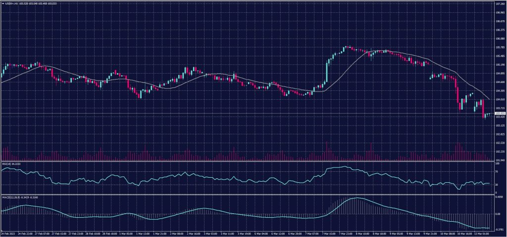 US Dollar Index chart on 13 March 2023