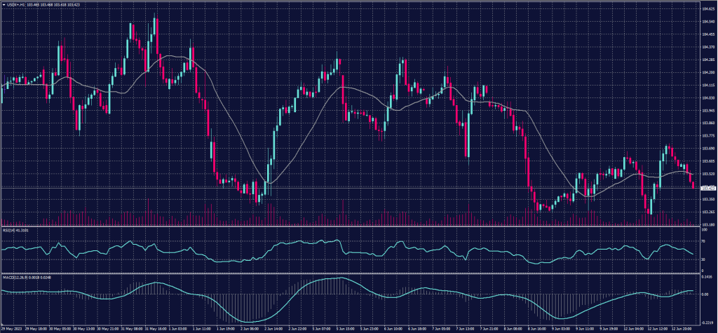 US Dollar index chart for 13 June 2023