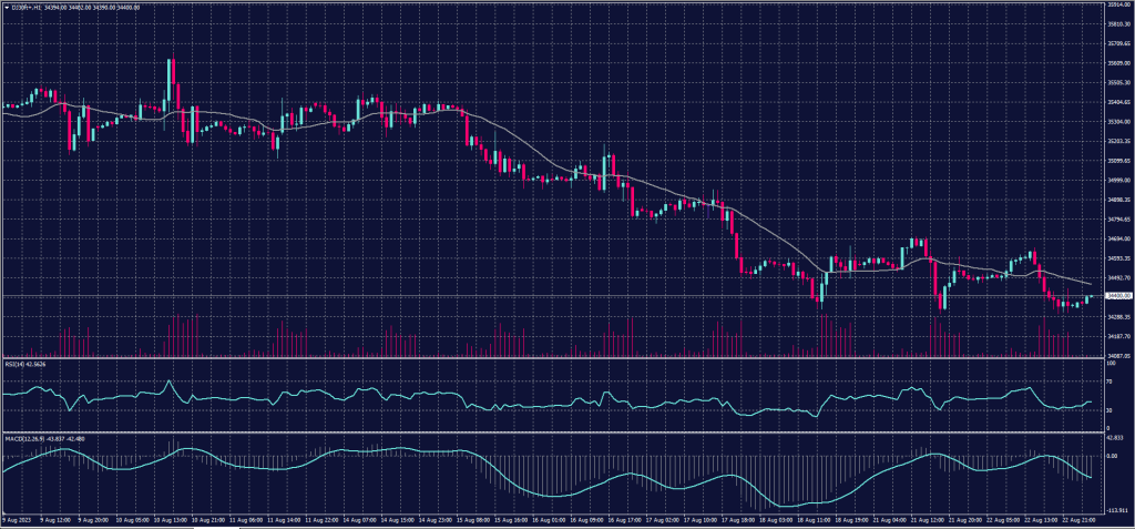 DOW Jones Index graph Candle for 23 August 2023