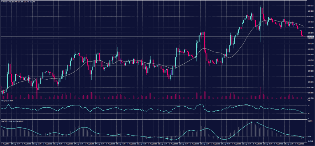 US Dollar Index chart on 29 August 2023