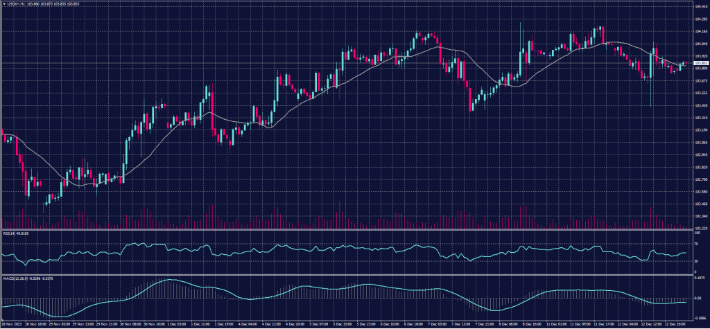 US Dollar Index chart on 13 December 2023