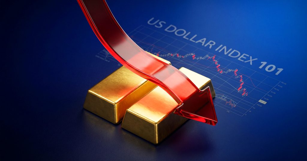Vàng lao dốc 2% khi Dollar Index tăng vượt ngưỡng 101